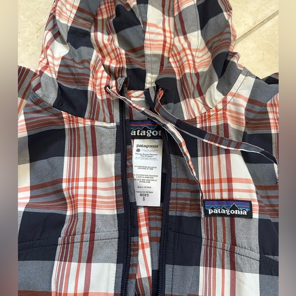 Patagonia First Sun Navy, Orange, and Cream Plaid Jacket - Picture 2 of 3